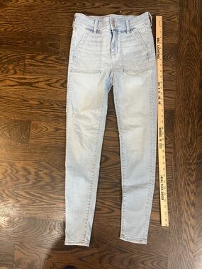 American Eagle Outfitters Light Blue Skinny bleached Jeggings stretch high rise